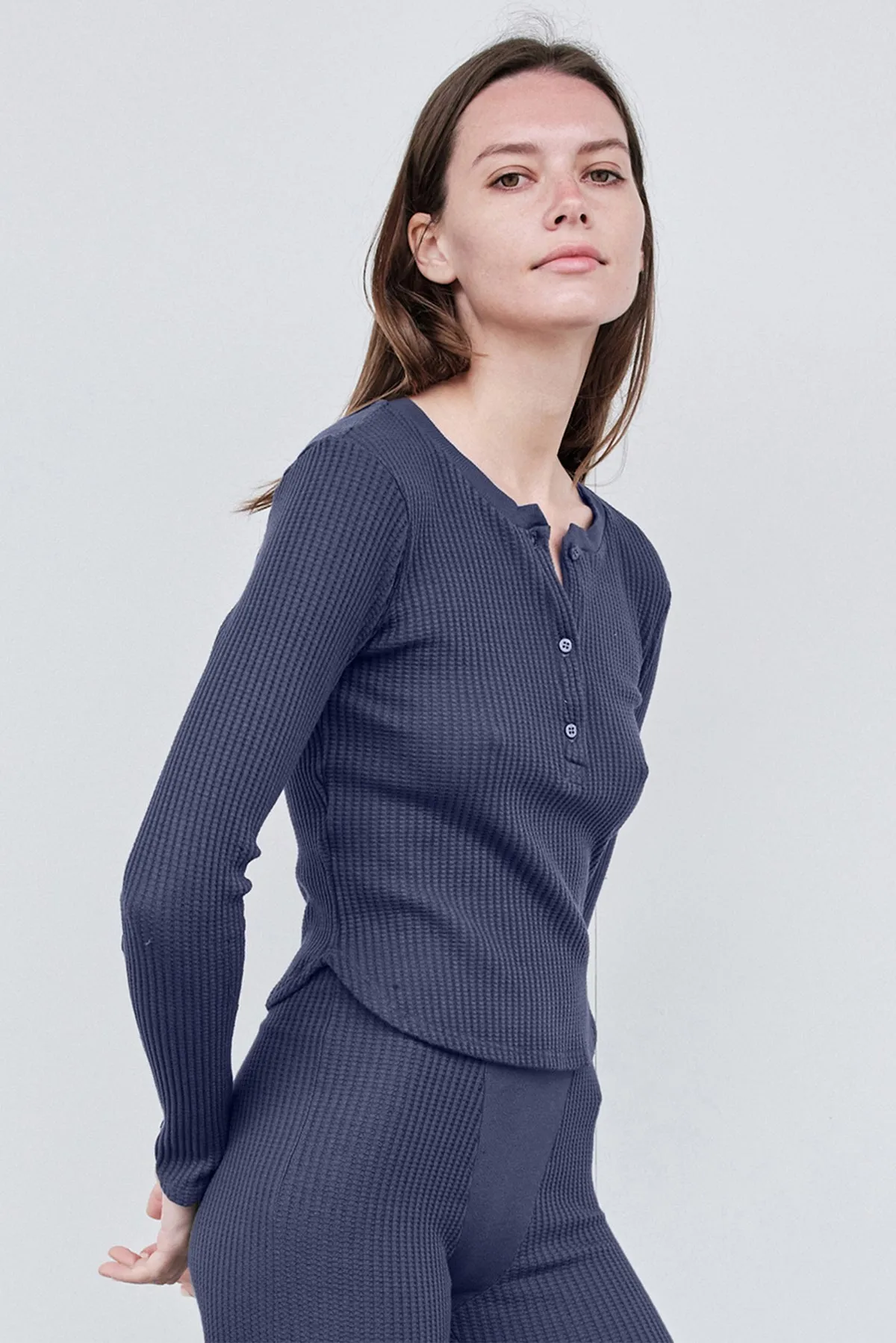 Stateside Luxe Thermal Henley Top in Ash sold by Bailey 44 product image thumbnail 3