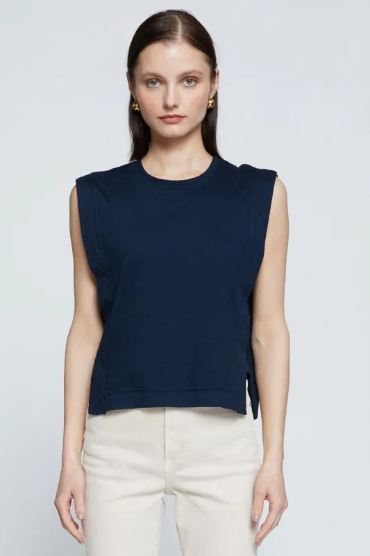 Stateside Cloud Jersey Boxy Muscle Tee in New Navy sold by Bailey 44