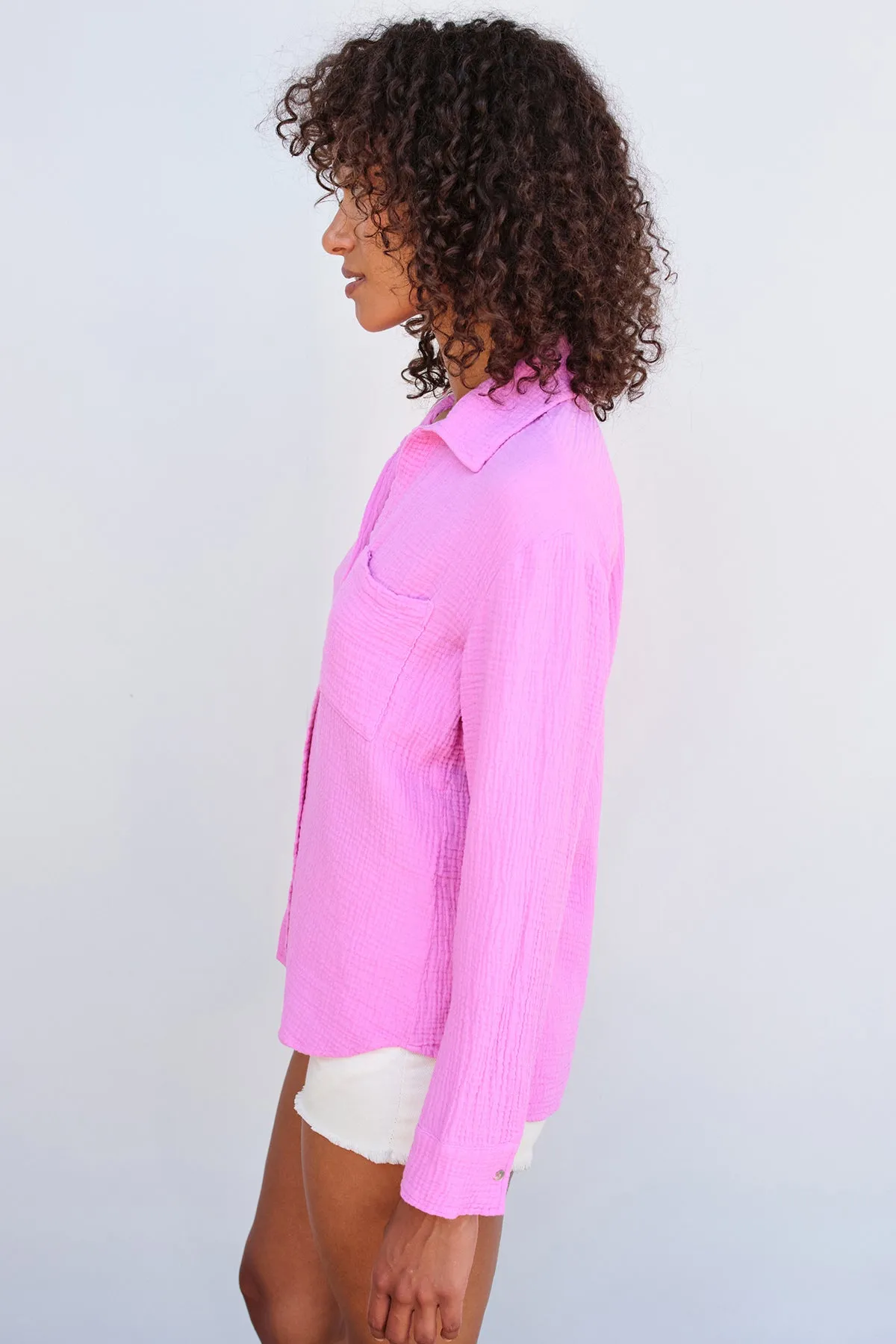 Sundry Long Sleeve Button Down in Flamingo sold by Bailey 44 product image thumbnail 3