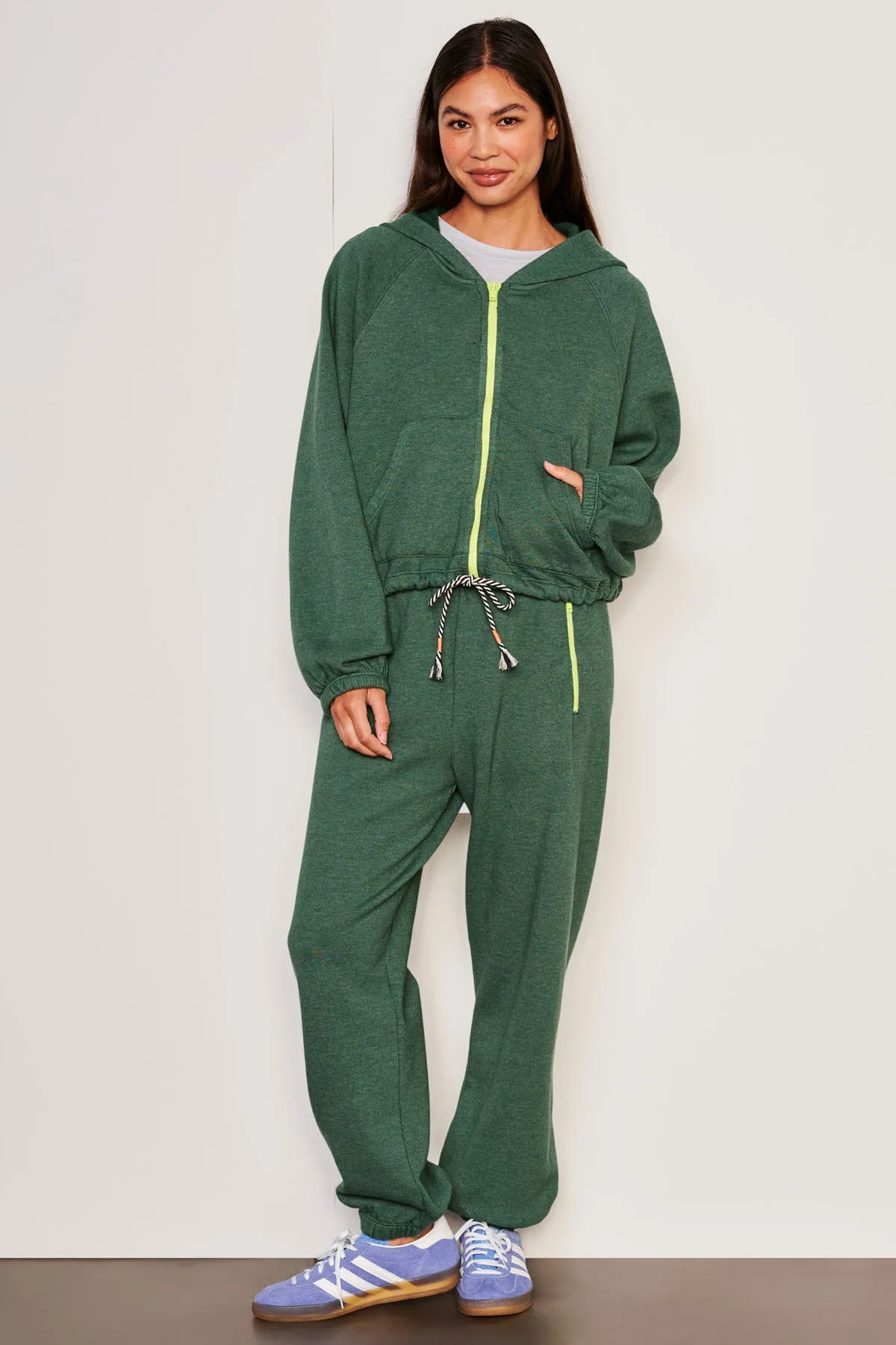Sundry Cinched Zip Hoodie in Everglade sold by Bailey 44 product image thumbnail 3