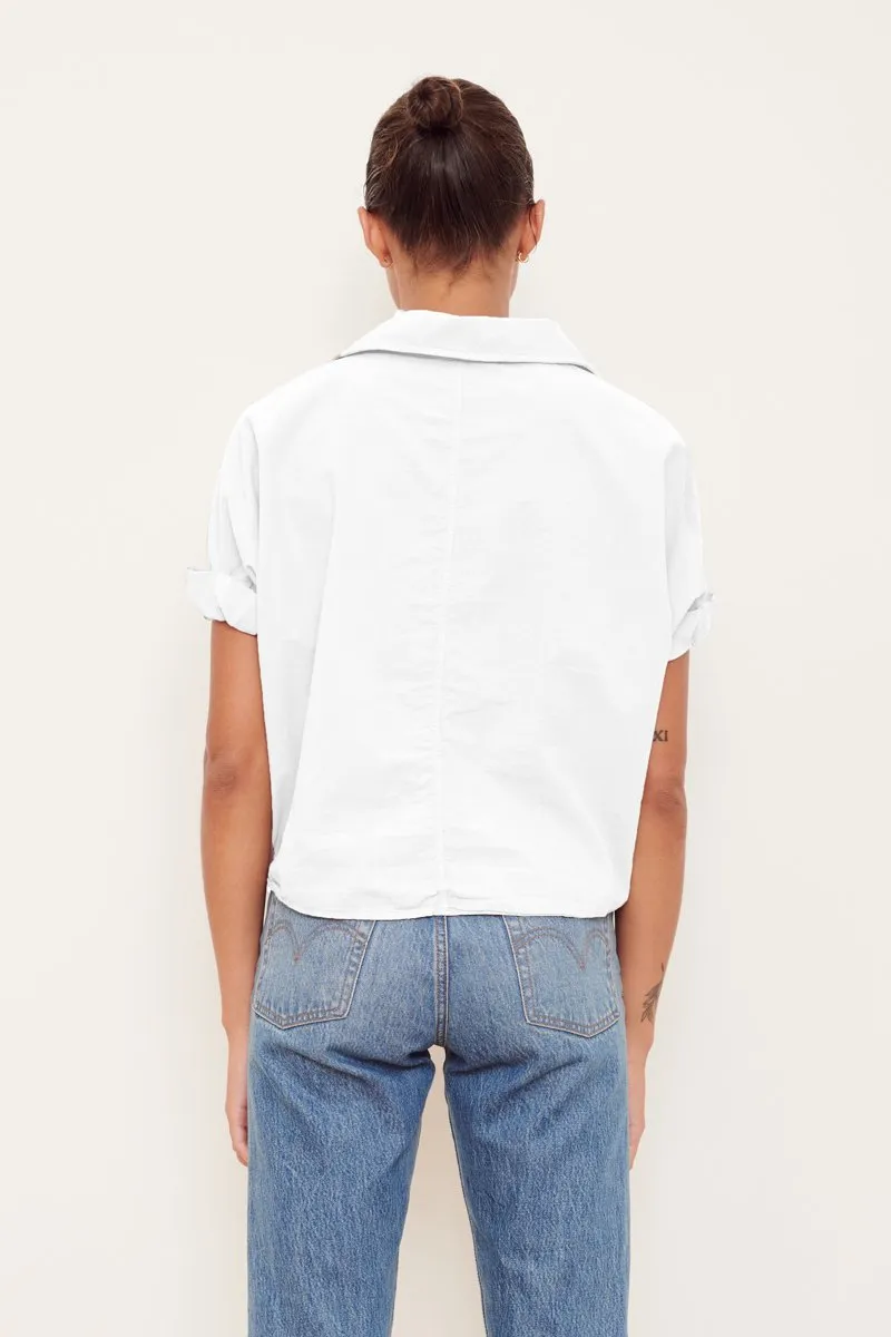 Stateside Voile Short Sleeve Front Twist Button Up Shirt in White sold by Bailey 44 product image thumbnail 2