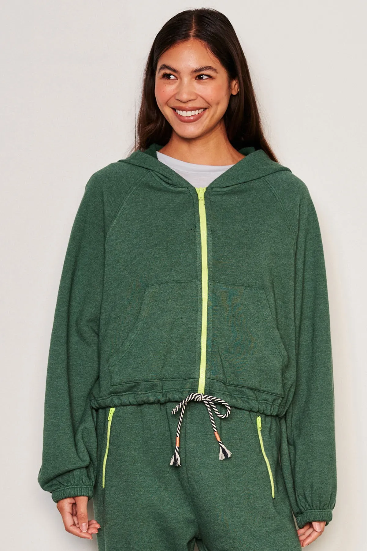Sundry Cinched Zip Hoodie in Everglade sold by Bailey 44 product image thumbnail 2