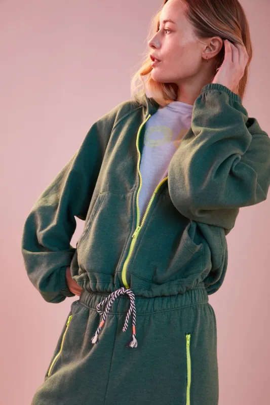 Sundry Cinched Zip Hoodie in Everglade sold by Bailey 44