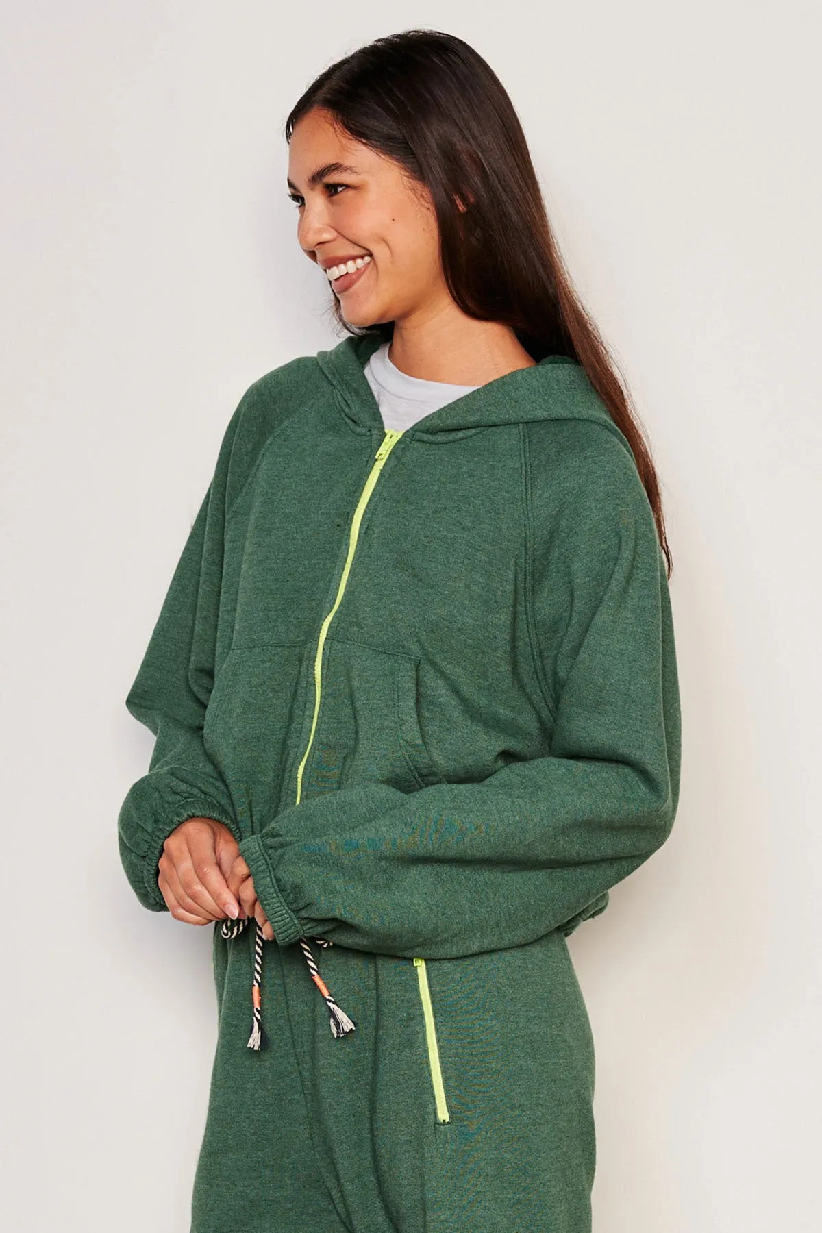 Sundry Cinched Zip Hoodie in Everglade sold by Bailey 44 product image thumbnail 4