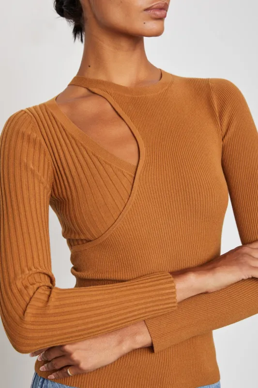 Cat Rib Knit Top in Macchiato sold by Bailey 44