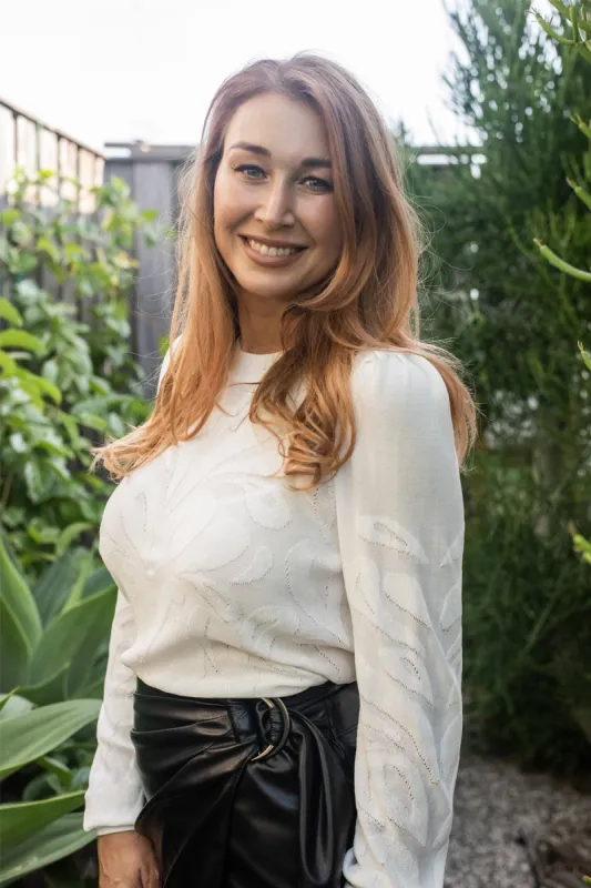 Bailey 44 Theodora Jacquard Crewneck Sweater In Cream sold by Bailey 44