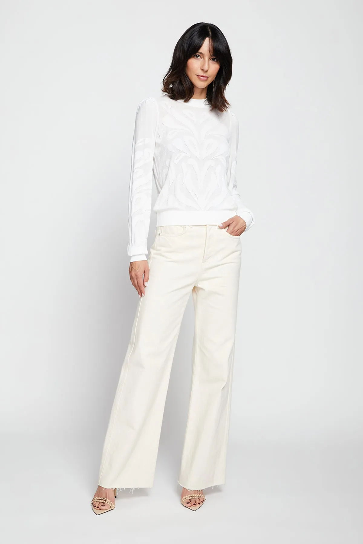 Bailey 44 Theodora Jacquard Crewneck Sweater In Cream sold by Bailey 44 product image thumbnail 4