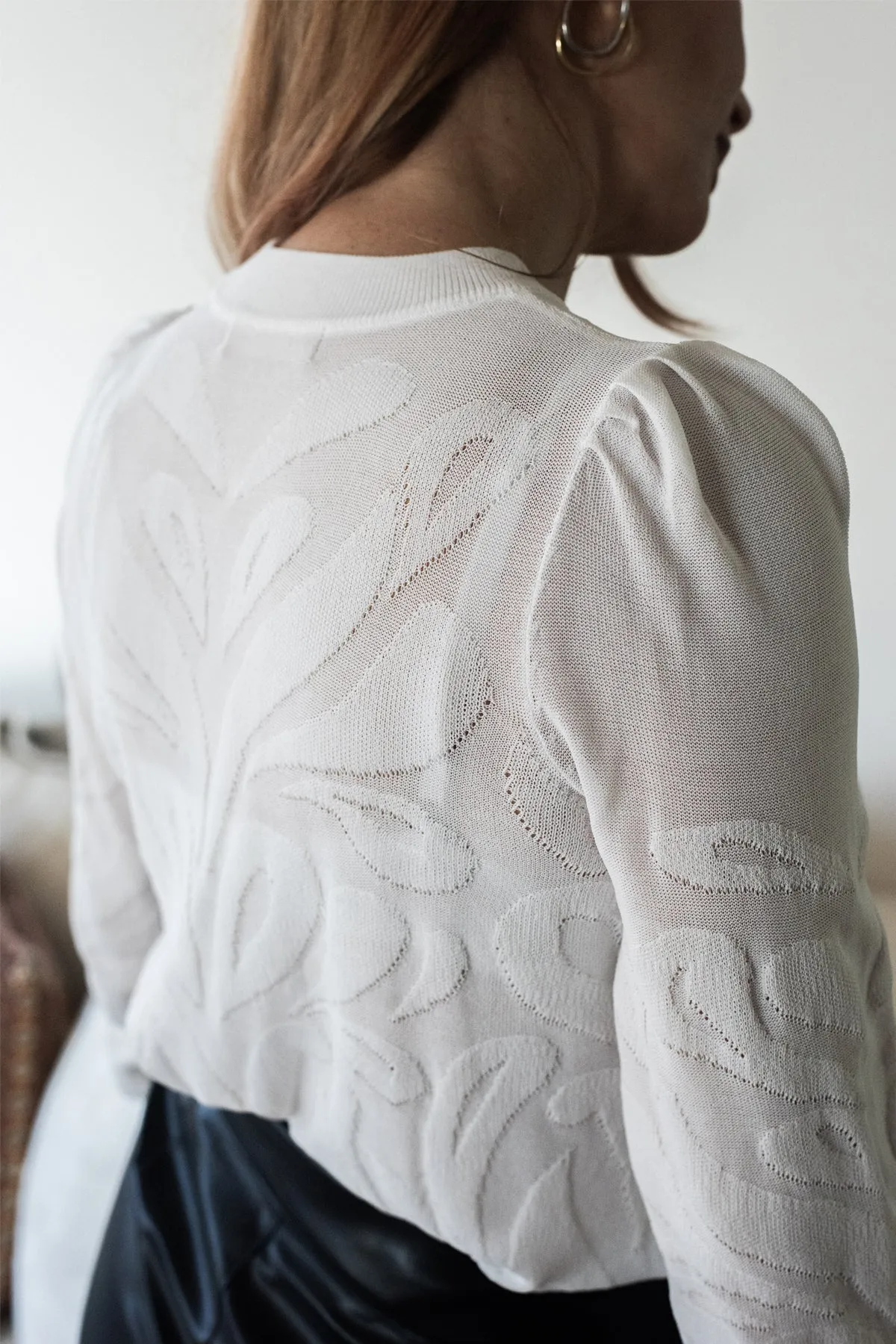 Bailey 44 Theodora Jacquard Crewneck Sweater In Cream sold by Bailey 44 product image thumbnail 3