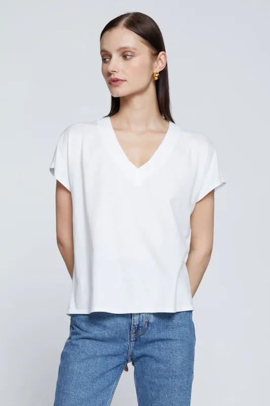 Stateside Cloud Jersey V-Neck Dolman Tee in White sold by Bailey 44