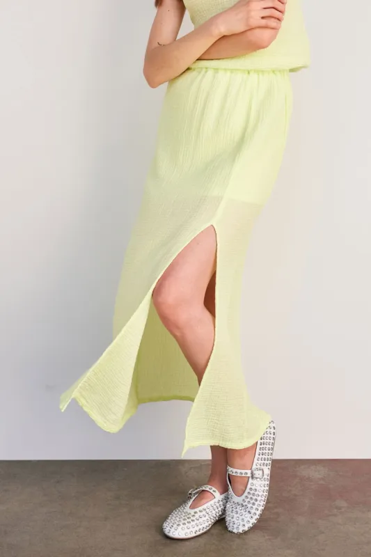 Sundry Long Skirt with Slit in Lime sold by Bailey 44