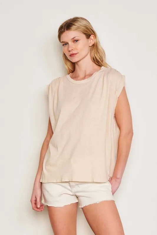 Sundry Shirred Muscle Tee in Natural Ivory sold by Bailey 44