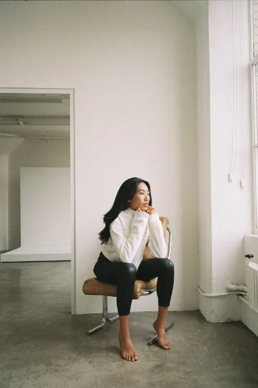 DSTLD Women's Mock Neck in Off White sold by Bailey 44