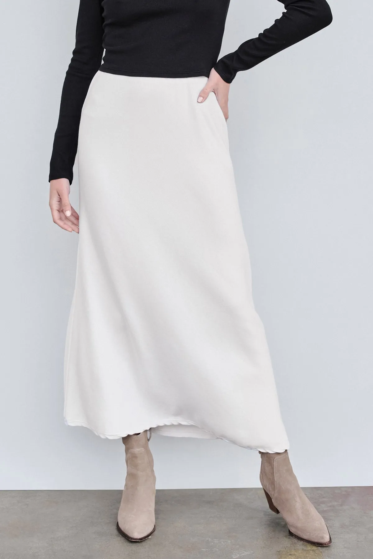 Stateside Rib Bias Cut Skirt in Cream sold by Bailey 44