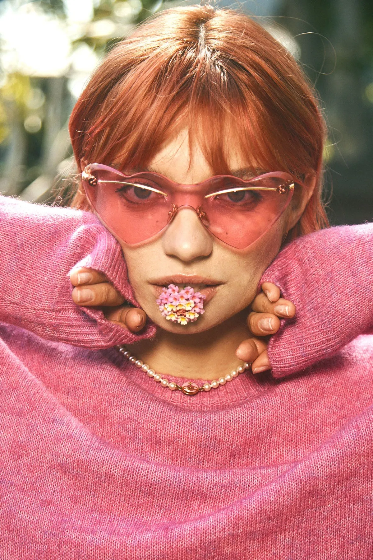 Sundry Oversized Sweater in Magenta/Herb Green sold by Bailey 44