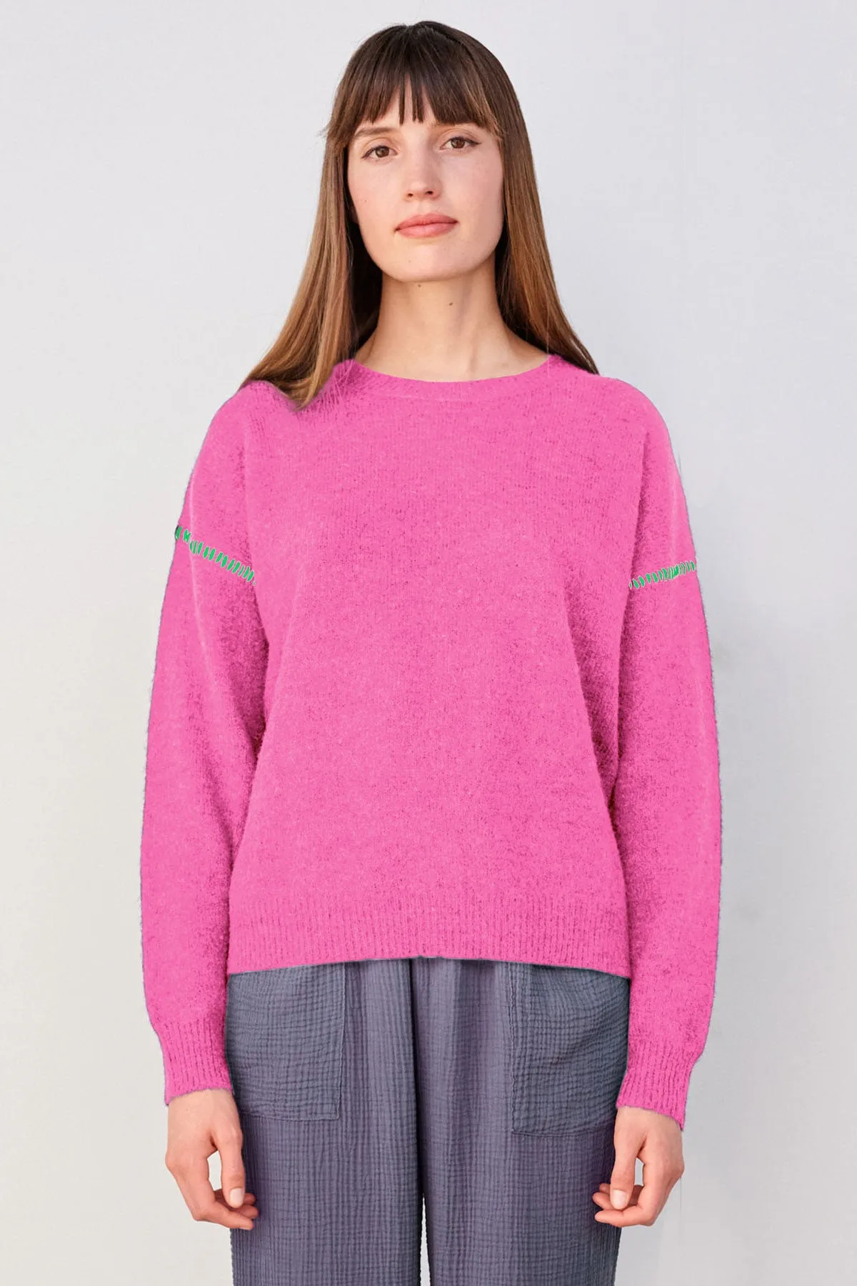 Sundry Oversized Sweater in Magenta/Herb Green sold by Bailey 44 product image thumbnail 2