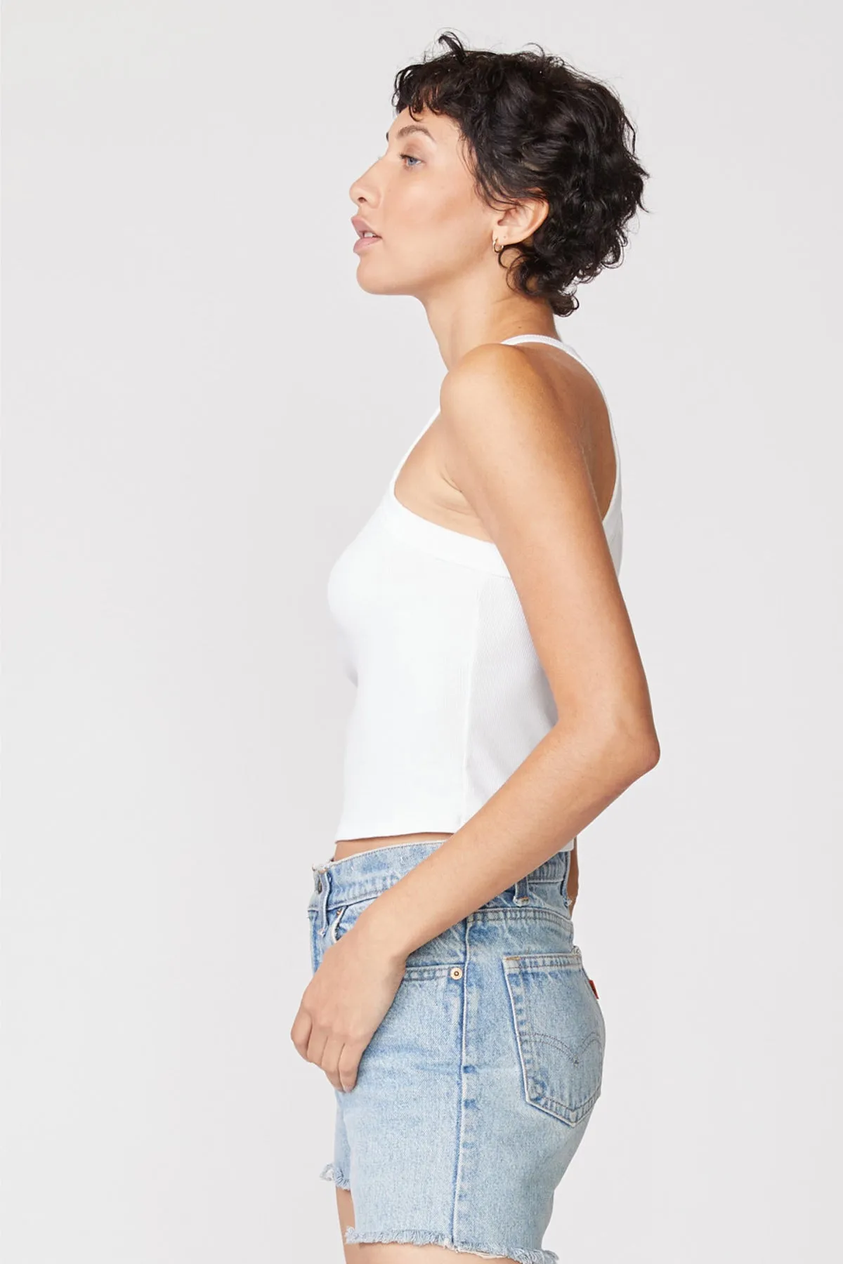 Stateside Stateside 2x1 Rib 90's Tank in White sold by Bailey 44 product image thumbnail 4