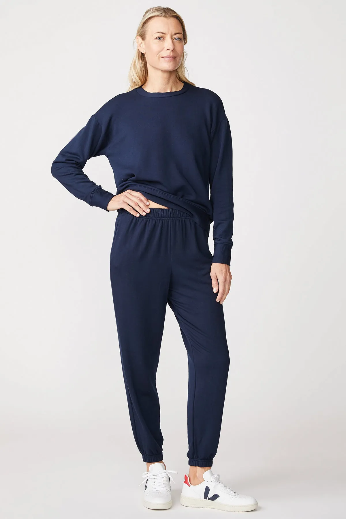 Stateside Softest Fleece Sweatpant with Pockets in New Navy sold by Bailey 44