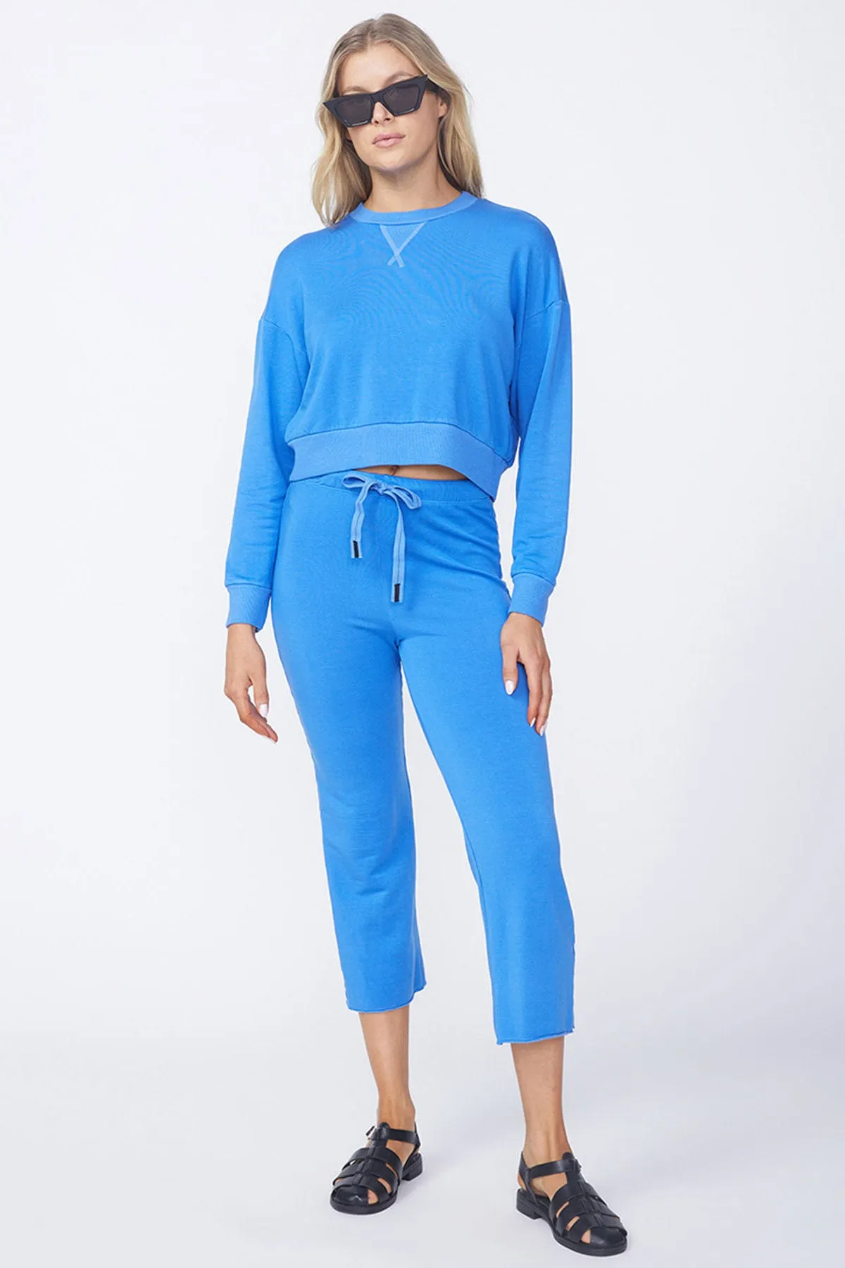 Stateside Softest Fleece Cropped Pant in Sport Blue sold by Bailey 44
