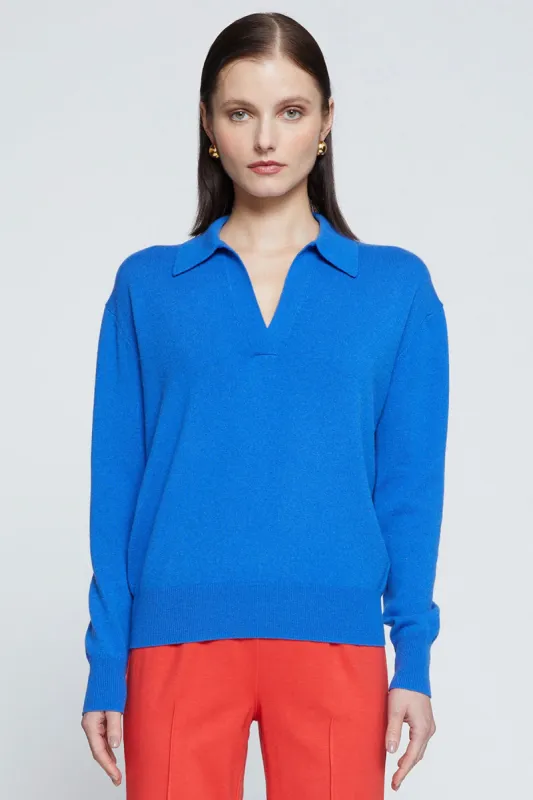 Stateside Johnny Collar Sweater in Club Blue sold by Bailey 44