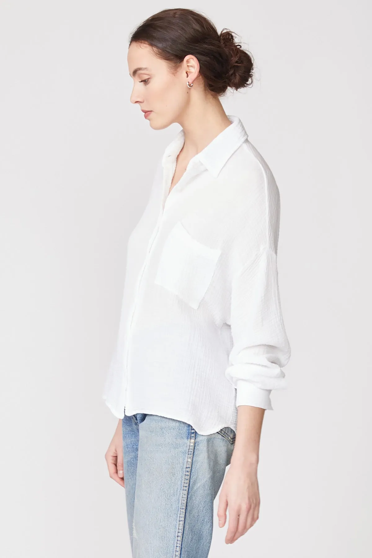 Stateside Gauze Oversized Shirt in White sold by Bailey 44 product image thumbnail 4