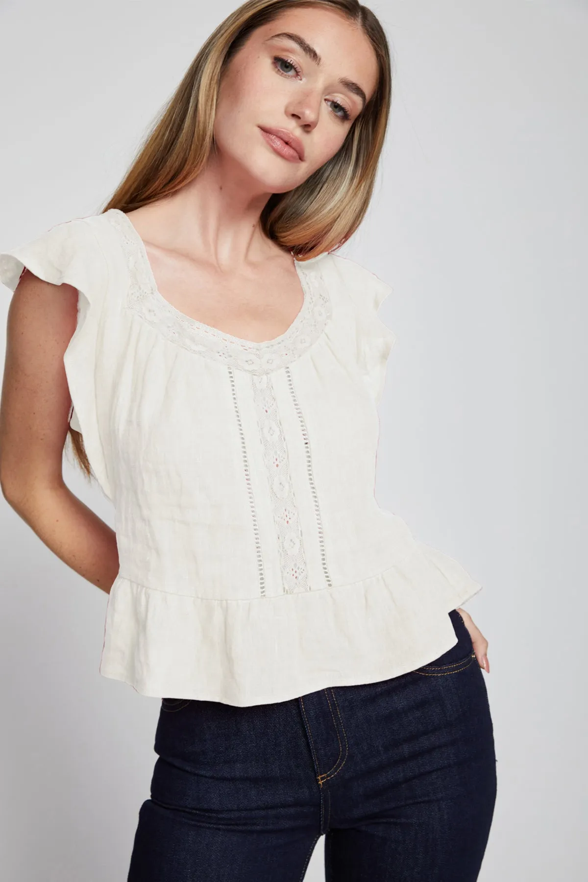 Bailey 44 Janis Linen Top in Creme sold by Bailey 44