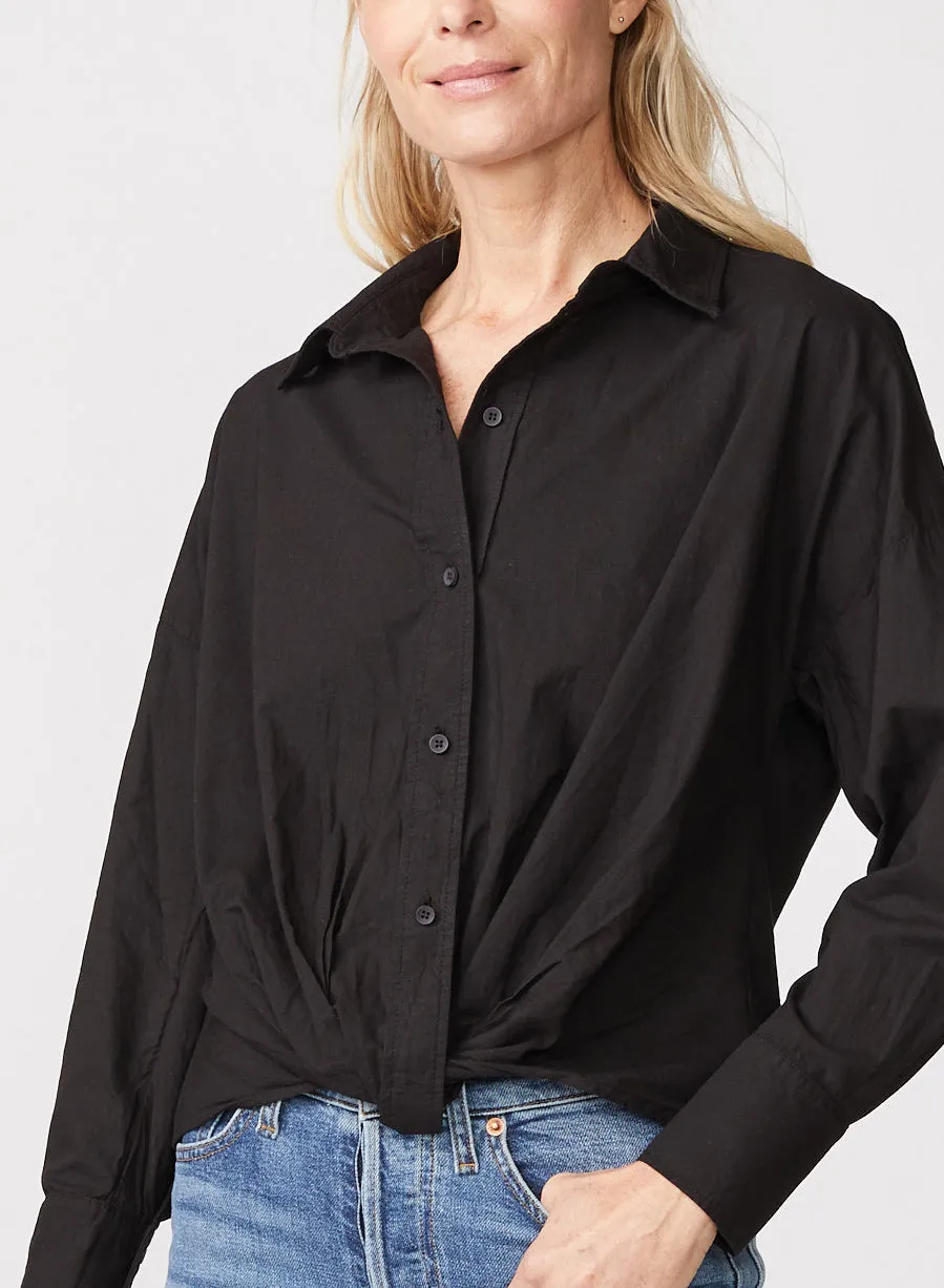 Stateside Poplin Long Sleeve Front Twist Button Up Shirt in Black sold by Bailey 44 product image thumbnail 4