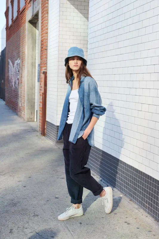 Stonewashed Chambray Oversized Shirt in Medium Wash sold by Bailey 44