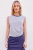 Sundry Classic Strip Shirred Muscle Tank in Optic White sold by Bailey 44