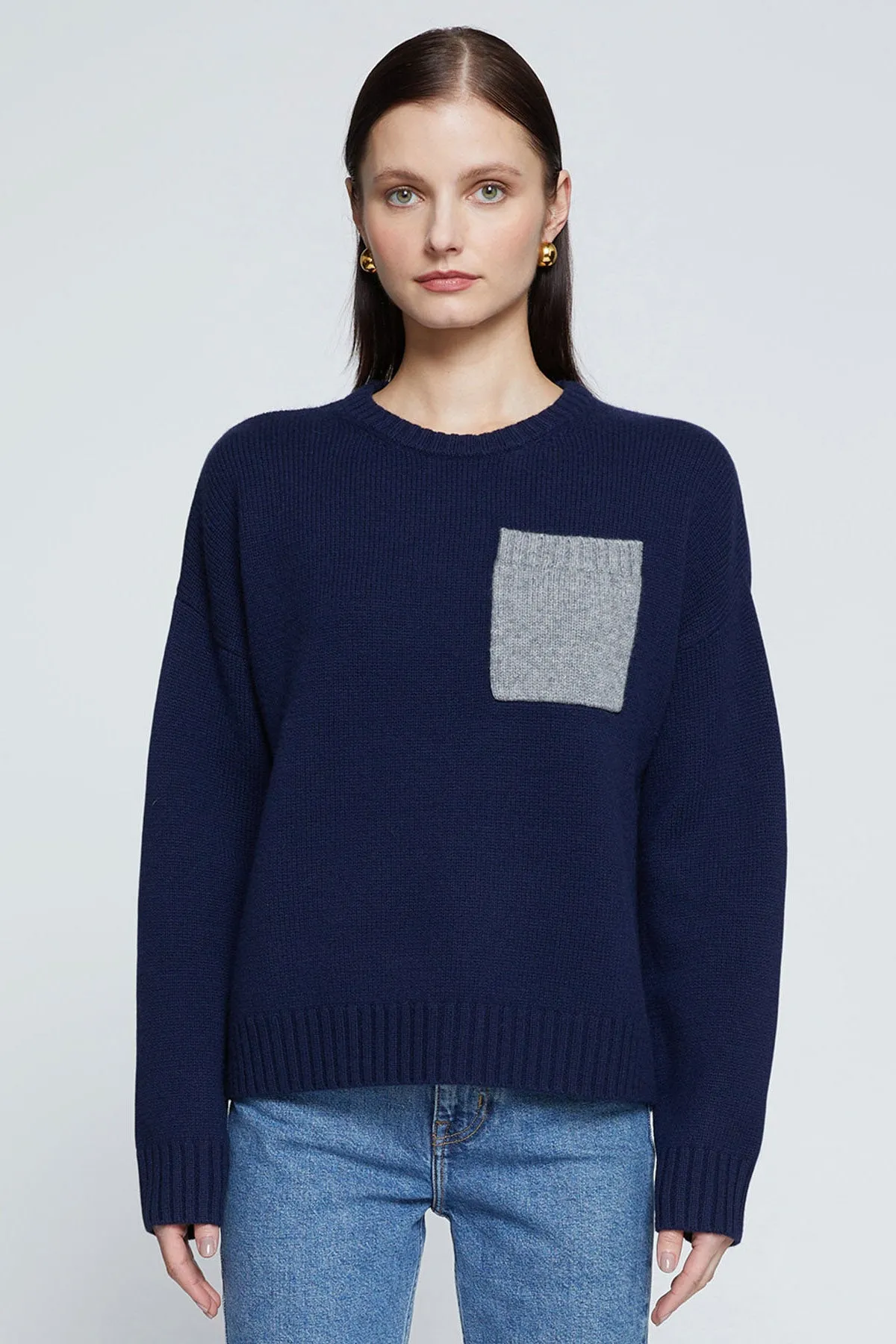 Stateside Colorblock Pocket Crew Sweater in New Navy sold by Bailey 44 product image thumbnail 3