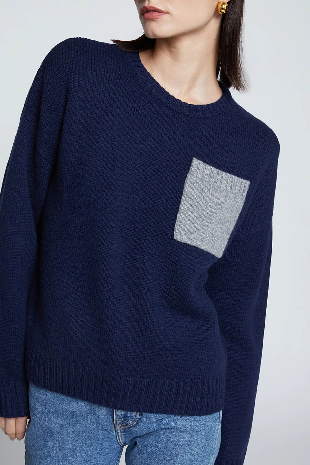 Stateside Colorblock Pocket Crew Sweater in New Navy sold by Bailey 44 product image thumbnail 2