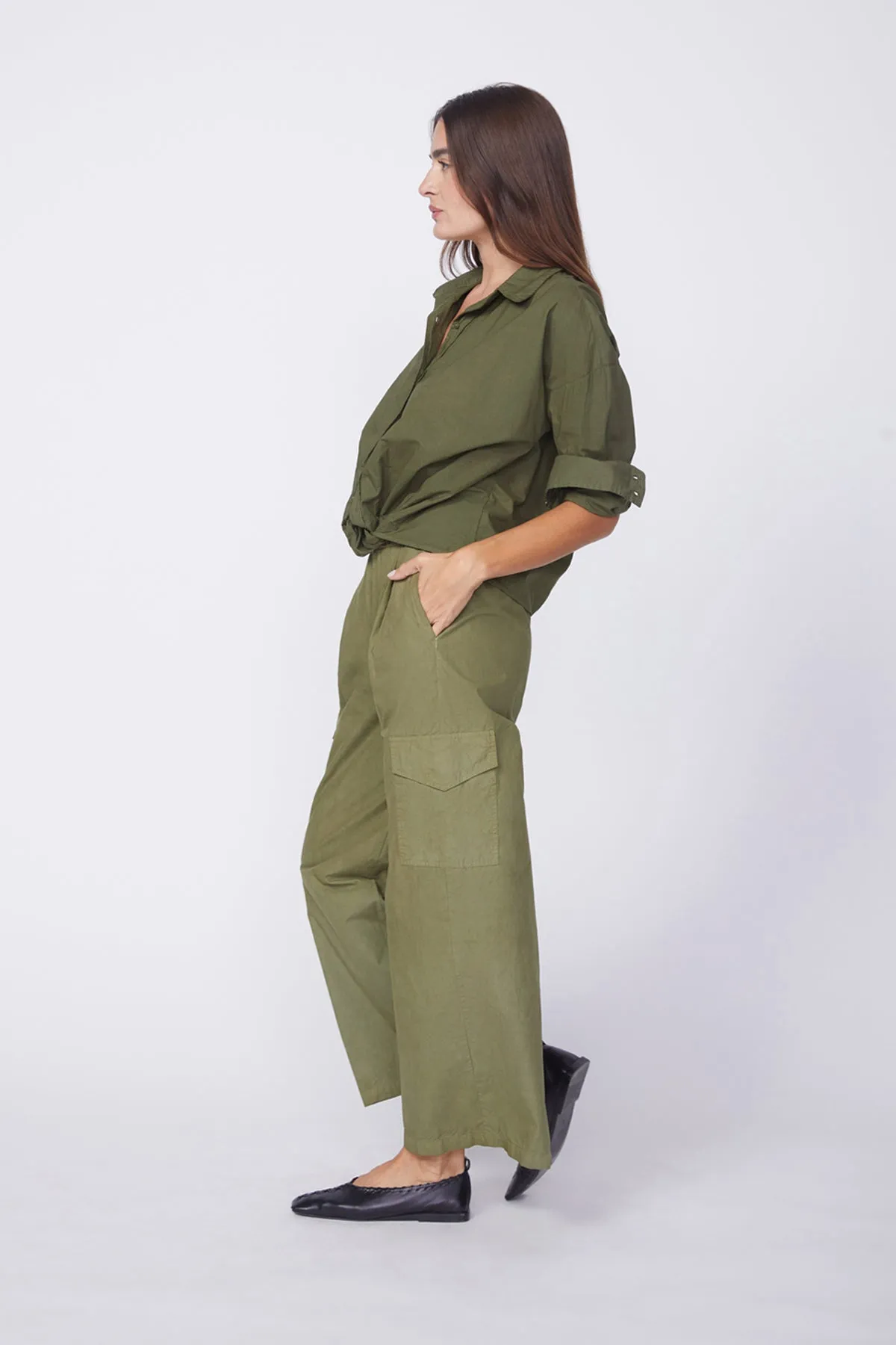Stateside Voile Long Sleeve Front Twist Shirt in Seaweed sold by Bailey 44 product image thumbnail 3