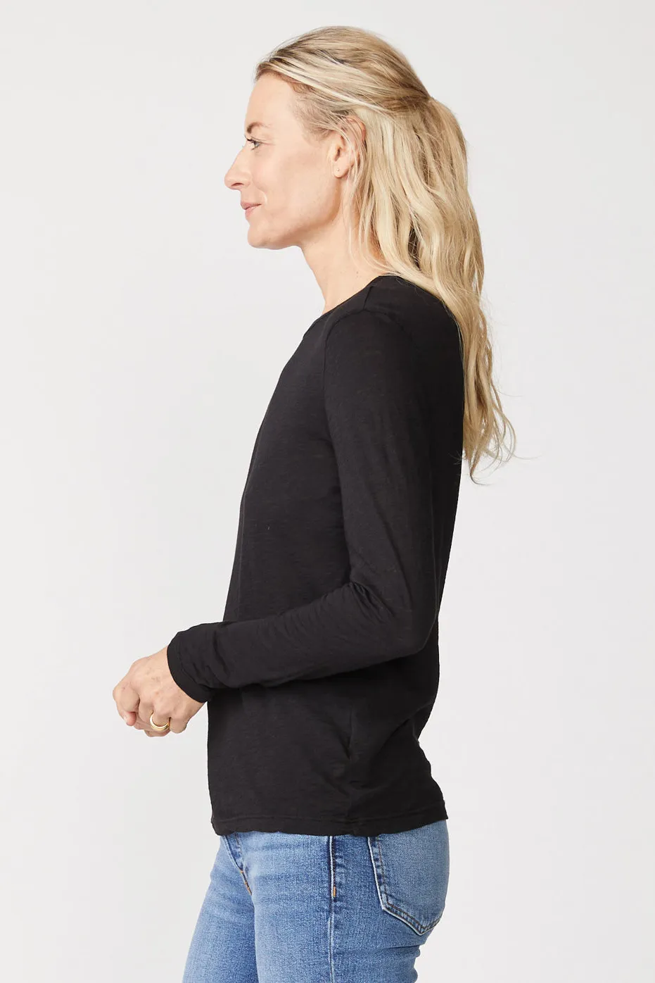 Stateside Supima Slub Jersey Long Sleeve Crew in Black sold by Bailey 44 product image thumbnail 2