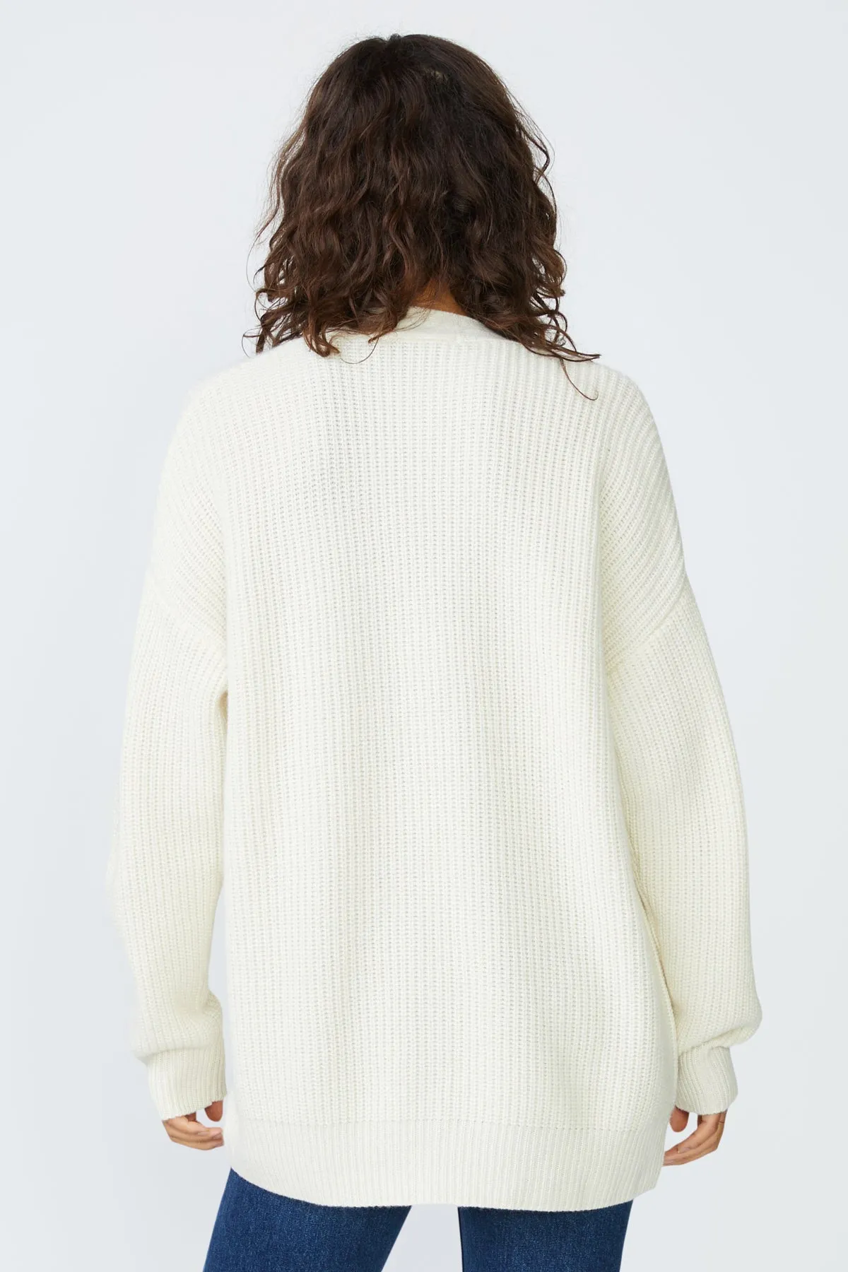 Stateside Ribbed Cashmere Oversized Cardigan Sweater in Cream sold by Bailey 44 product image thumbnail 5
