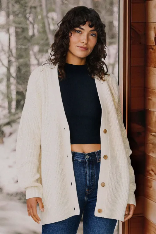 Stateside Ribbed Cashmere Oversized Cardigan Sweater in Cream sold by Bailey 44