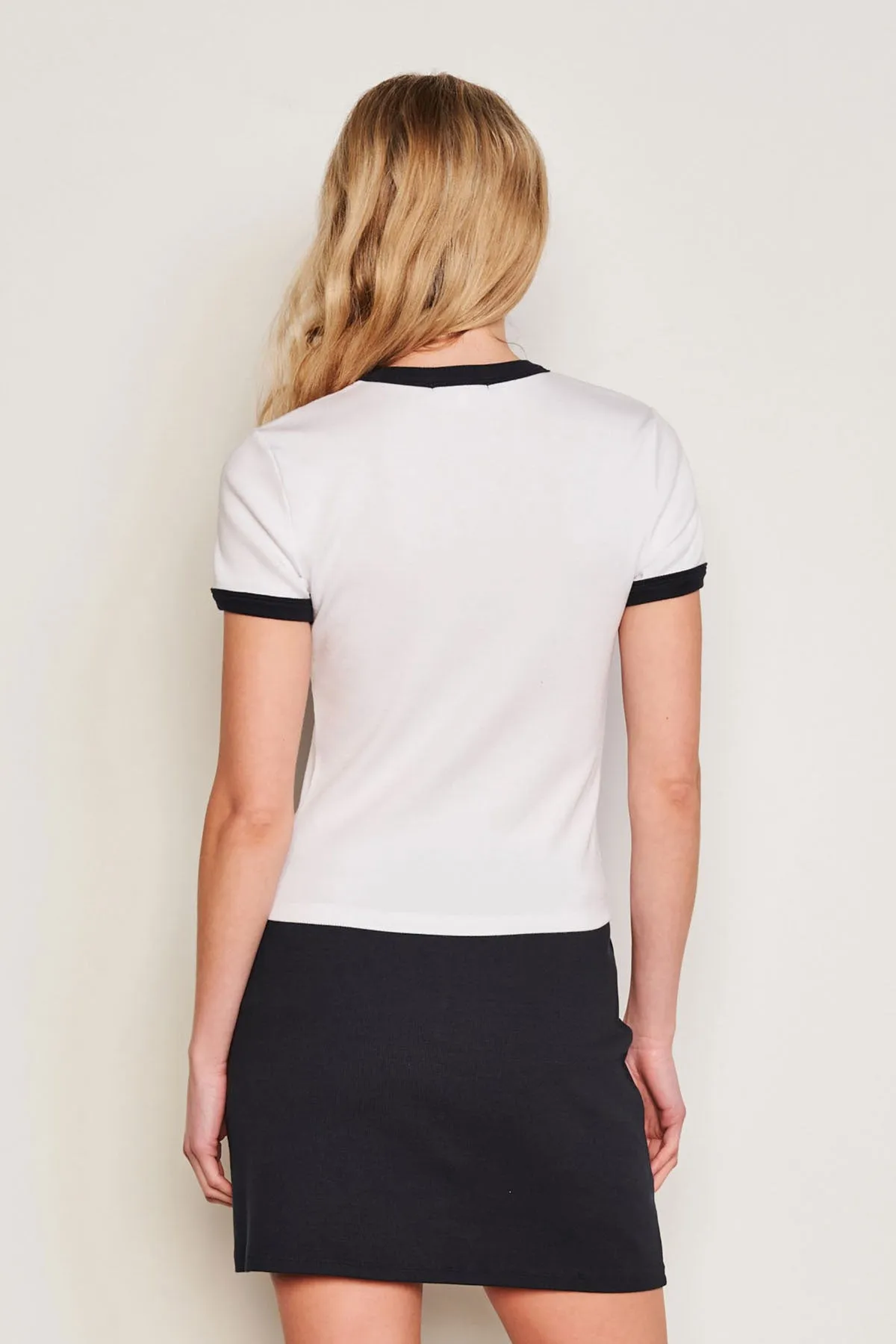 Sundry Mon Cheri Ringer Shrunken Tee in Optic White sold by Bailey 44 product image thumbnail 3