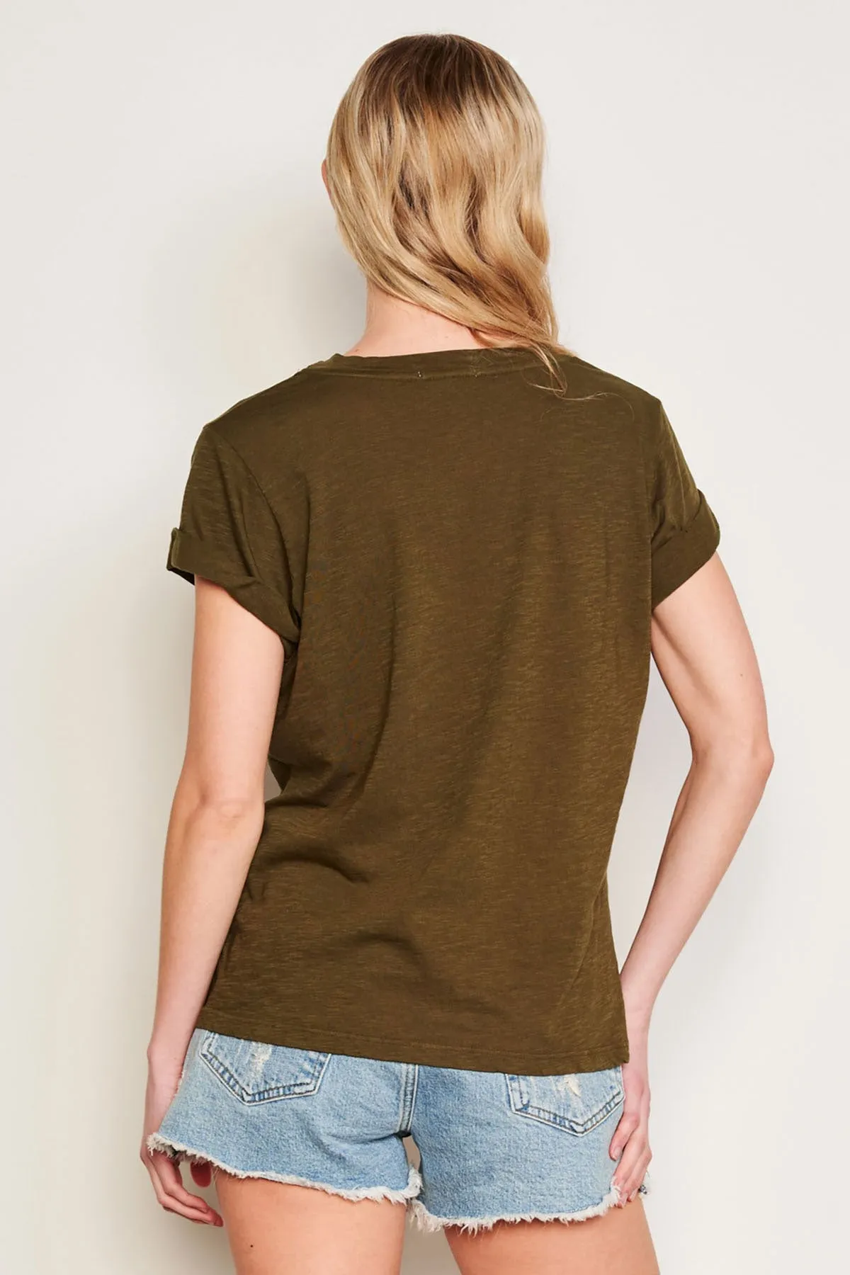 Sundry Venice Rolled Sleeve Tee in Olive sold by Bailey 44 product image thumbnail 4