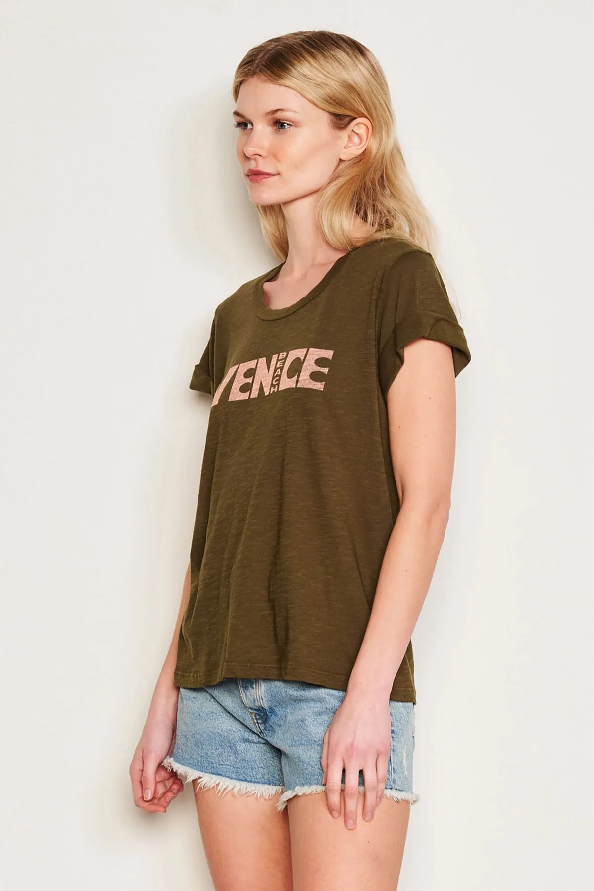 Sundry Venice Rolled Sleeve Tee in Olive sold by Bailey 44 product image thumbnail 3