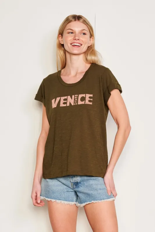 Sundry Venice Rolled Sleeve Tee in Olive sold by Bailey 44