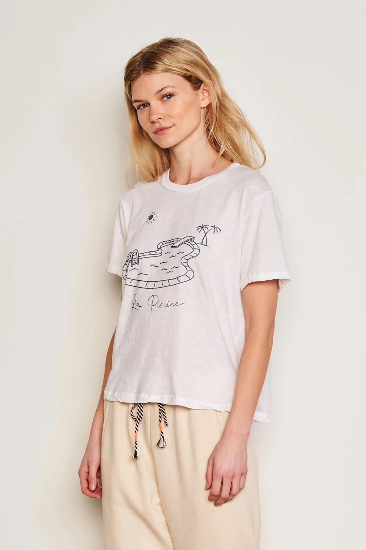 Sundry La Piscine Crew Neck Tee in Optic White sold by Bailey 44 product image thumbnail 2