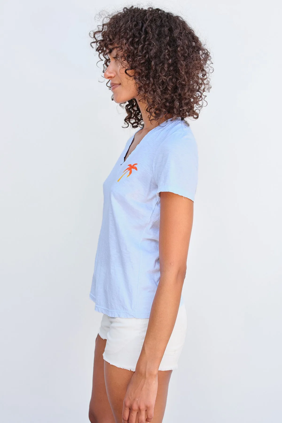 Sundry Palm Tree V-Neck in Sky sold by Bailey 44 product image thumbnail 3