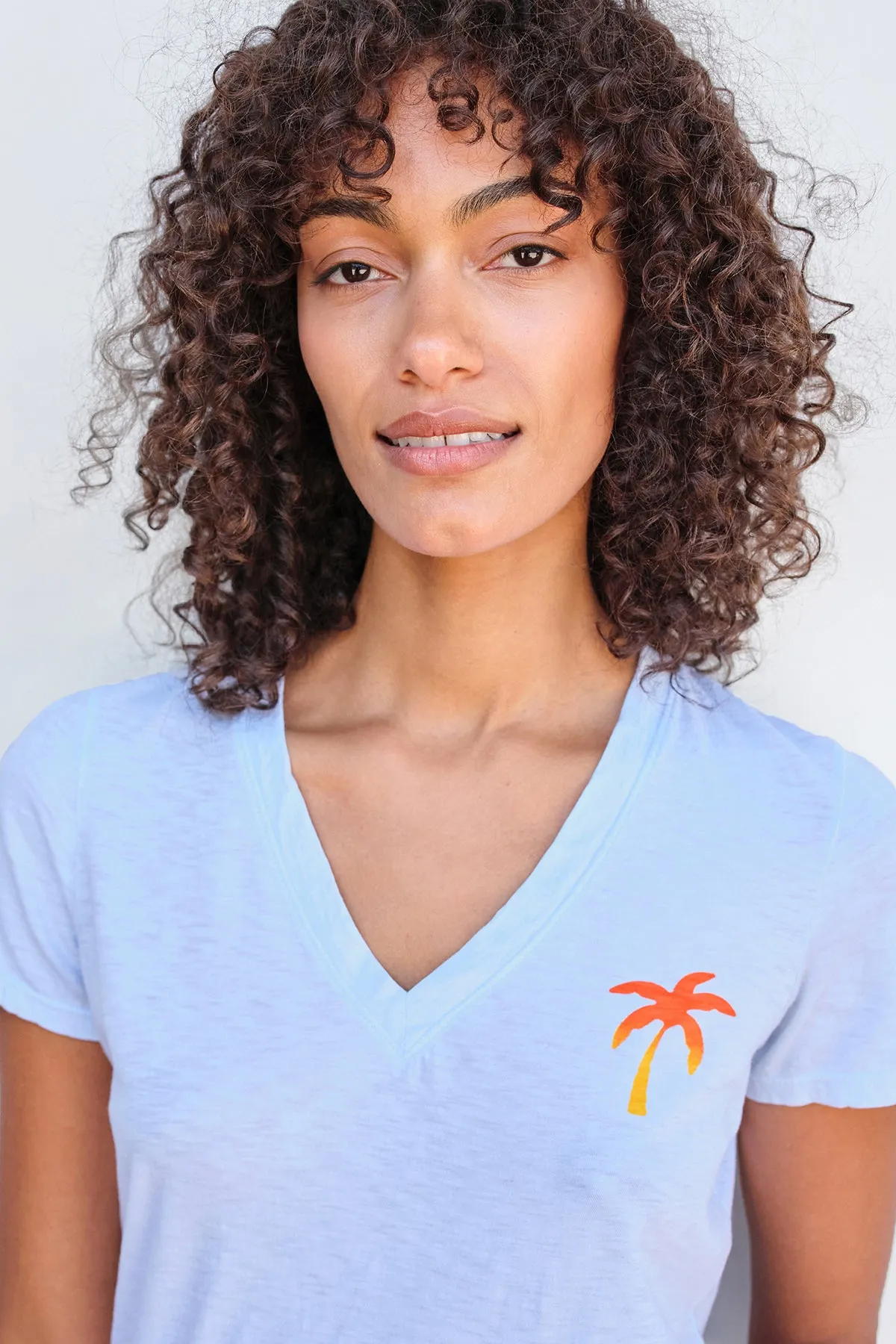 Sundry Palm Tree V-Neck in Sky sold by Bailey 44 product image thumbnail 2