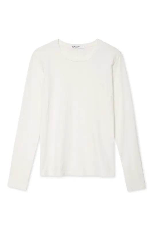 Stateside Cloud Jersey Long Sleeve Crew in Paper sold by Bailey 44
