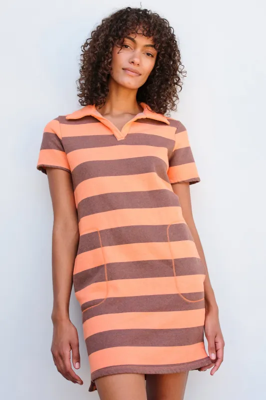 Sundry Stripe Mini Polo Dress in Sorbet sold by Bailey 44