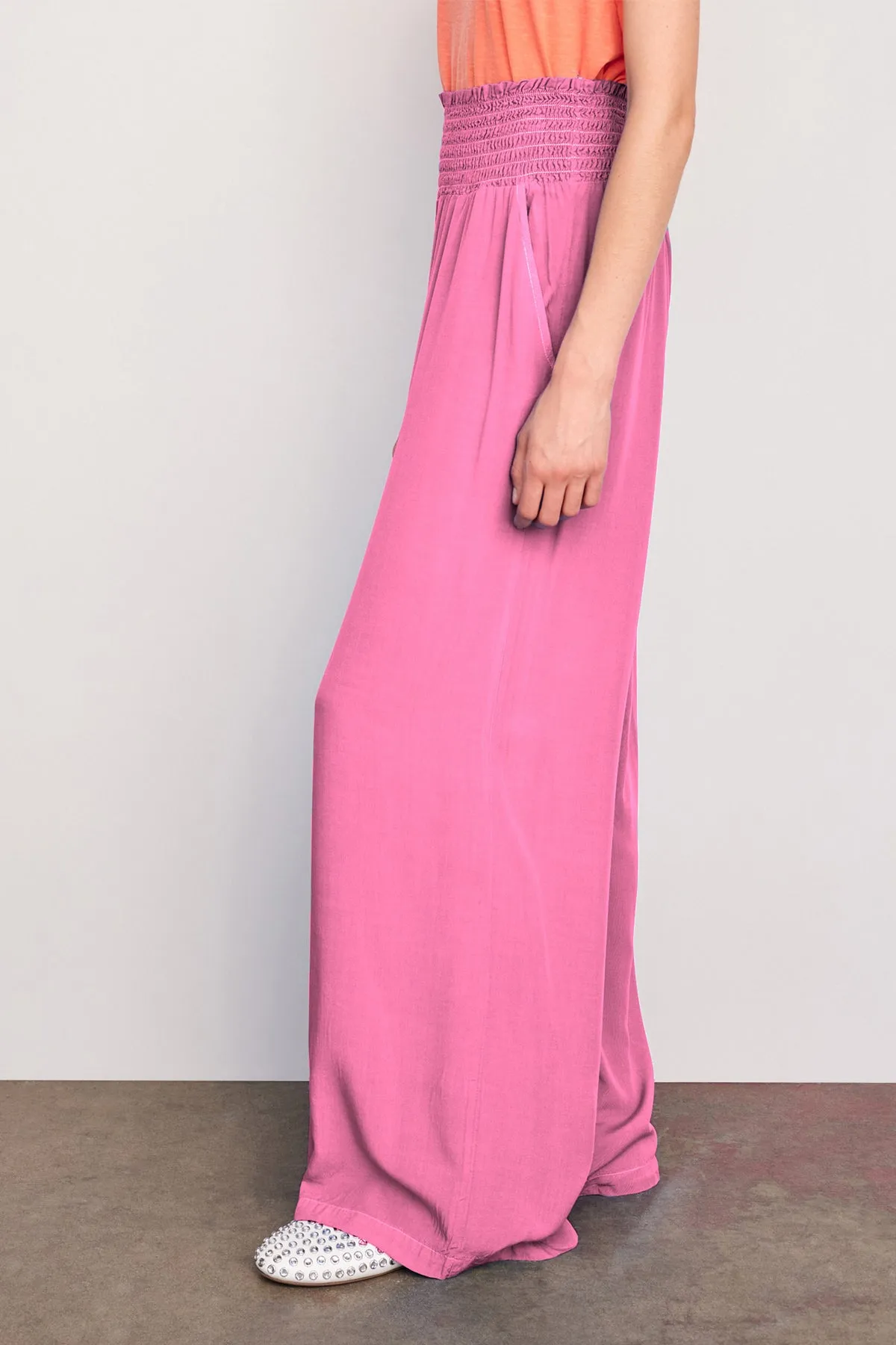 Sundry Smock Waist Wide Leg Pant in Magenta sold by Bailey 44 product image thumbnail 2