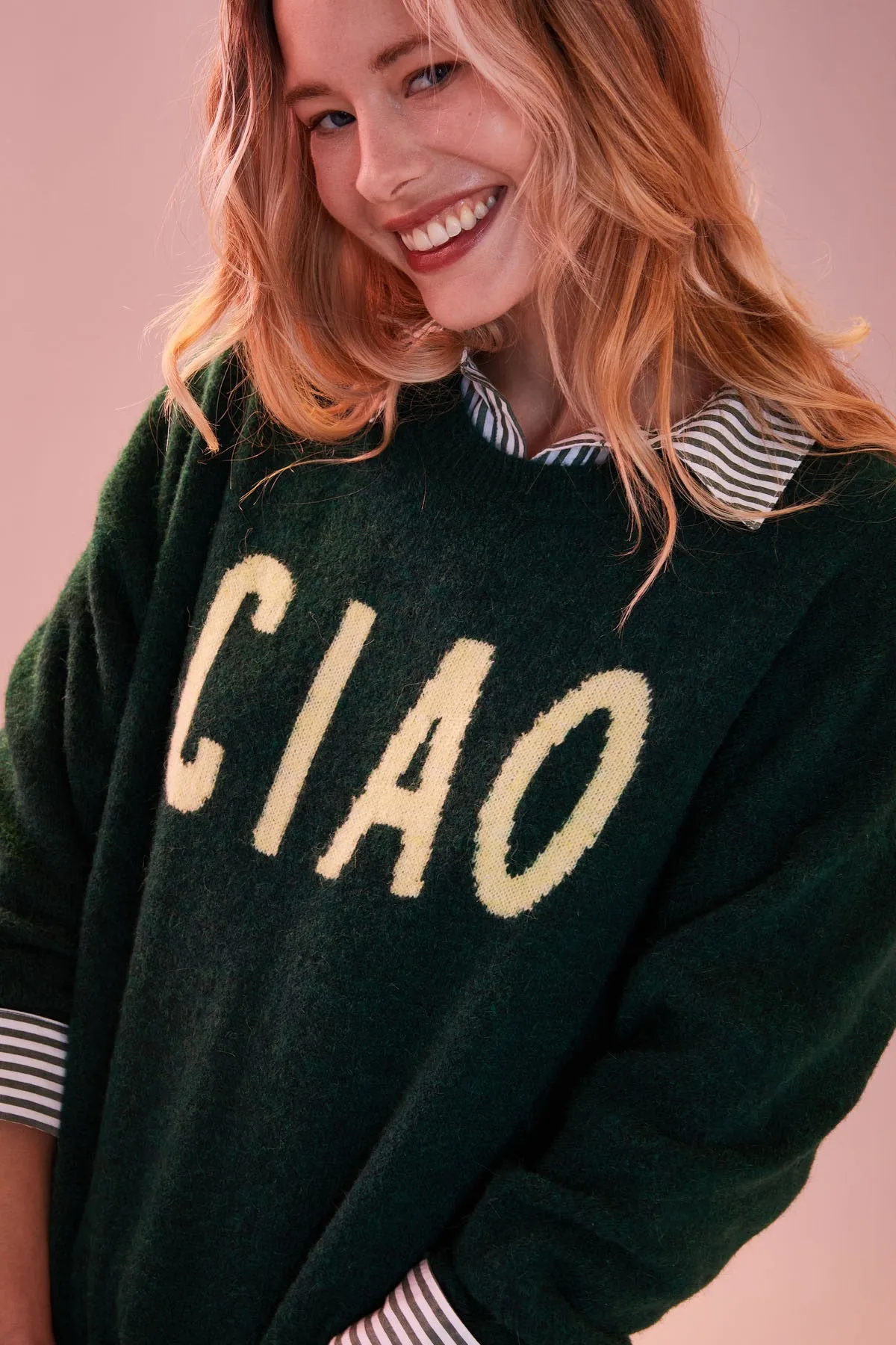 Sundry Ciao Crew Neck Sweater in Everglade sold by Bailey 44