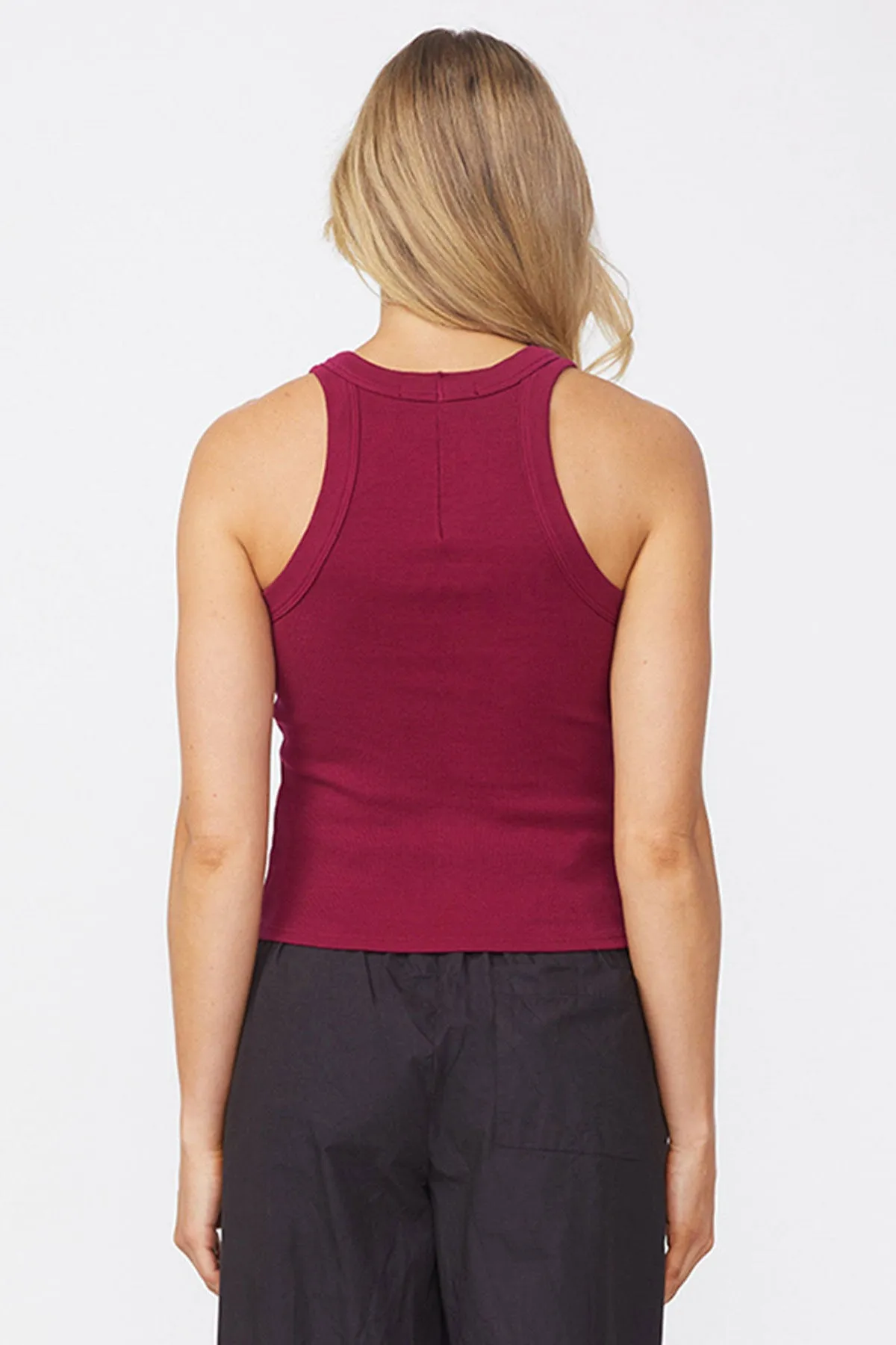 Stateside Luxe 2x1 Rib 90's Tank in Bordeaux sold by Bailey 44 product image thumbnail 3