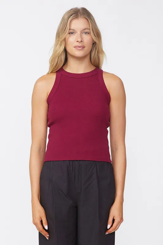 Stateside Luxe 2x1 Rib 90's Tank in Bordeaux sold by Bailey 44