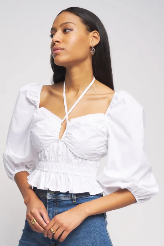 Bailey 44 Shani Peplum Top in Oatmilk sold by Bailey 44