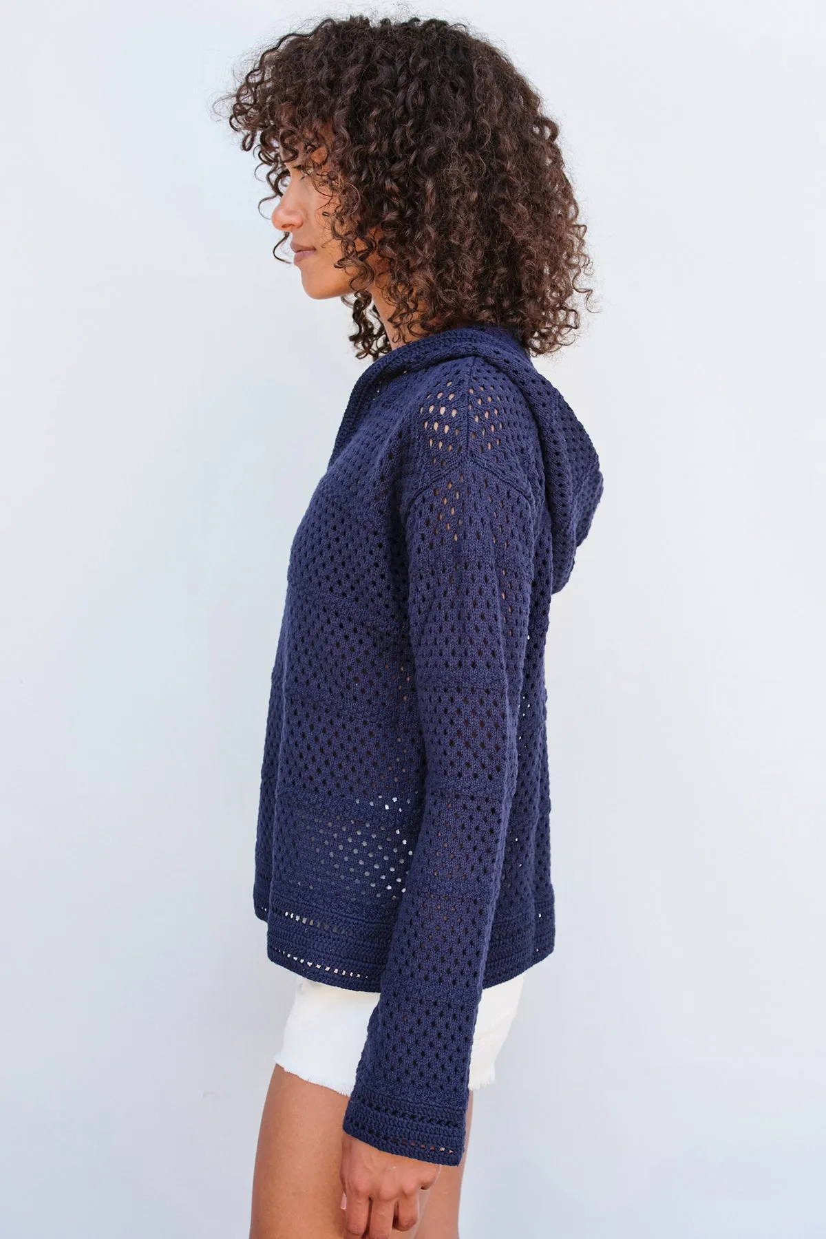 Sundry Crochet Beach Hoodie in Navy sold by Bailey 44 product image thumbnail 2
