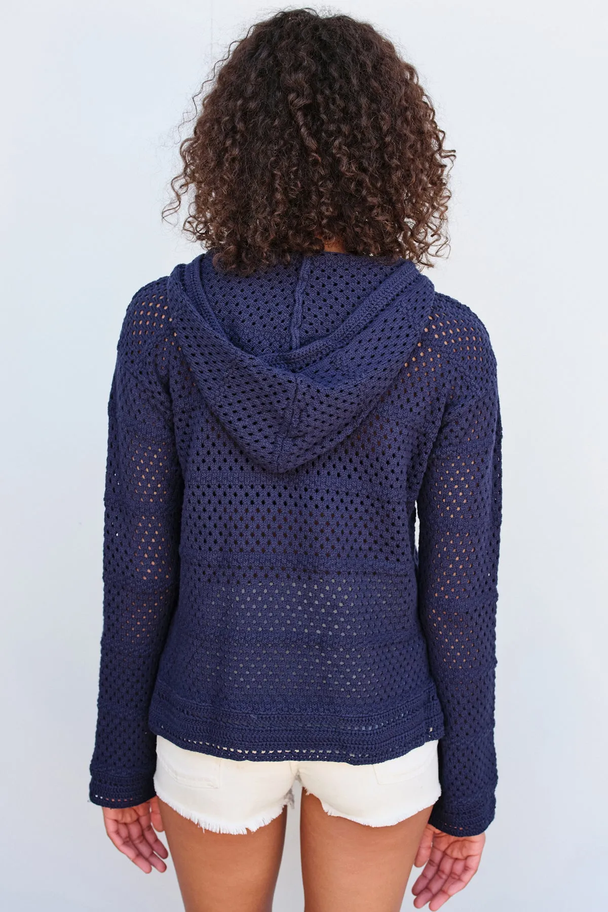 Sundry Crochet Beach Hoodie in Navy sold by Bailey 44 product image thumbnail 3